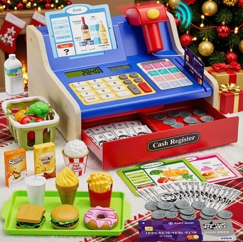 Wooden cash register - register, kids