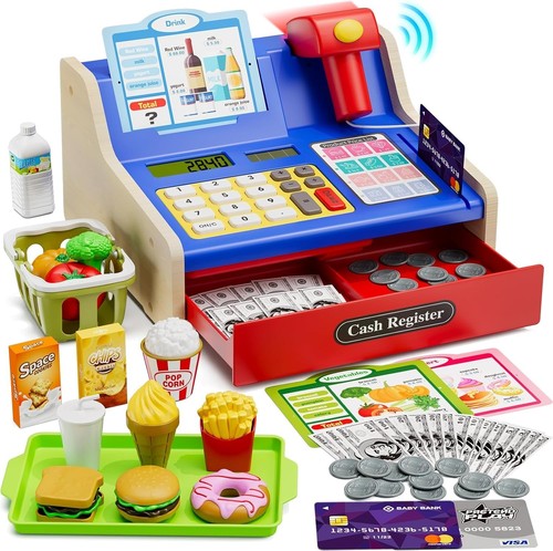 Wooden cash register for - register, kids